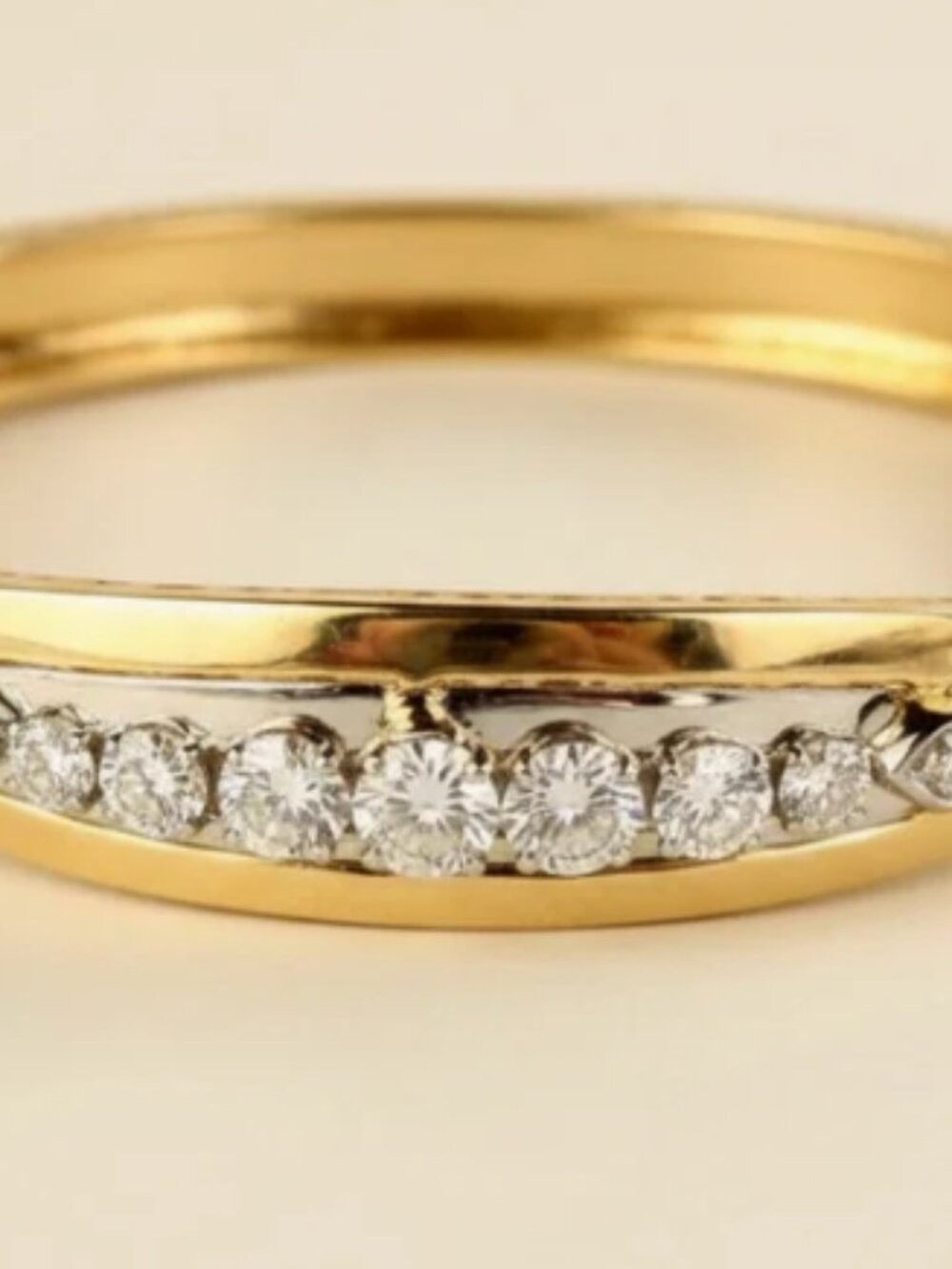 14K Two-Tone Gold Bezel-Set Diamond Estate Bracelet
